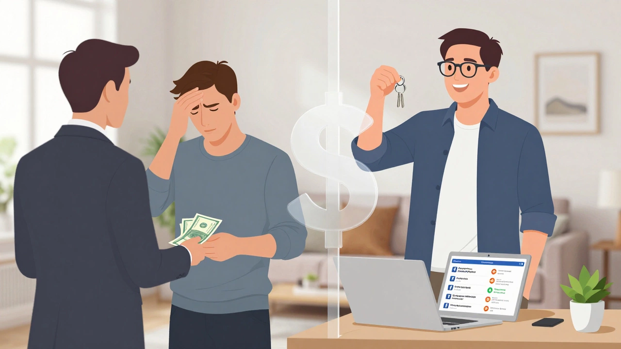 Split scene: tenant paying agent vs. tenant renting directly from owner.