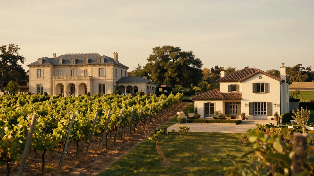 Luxury estate and small suburban villa side by side