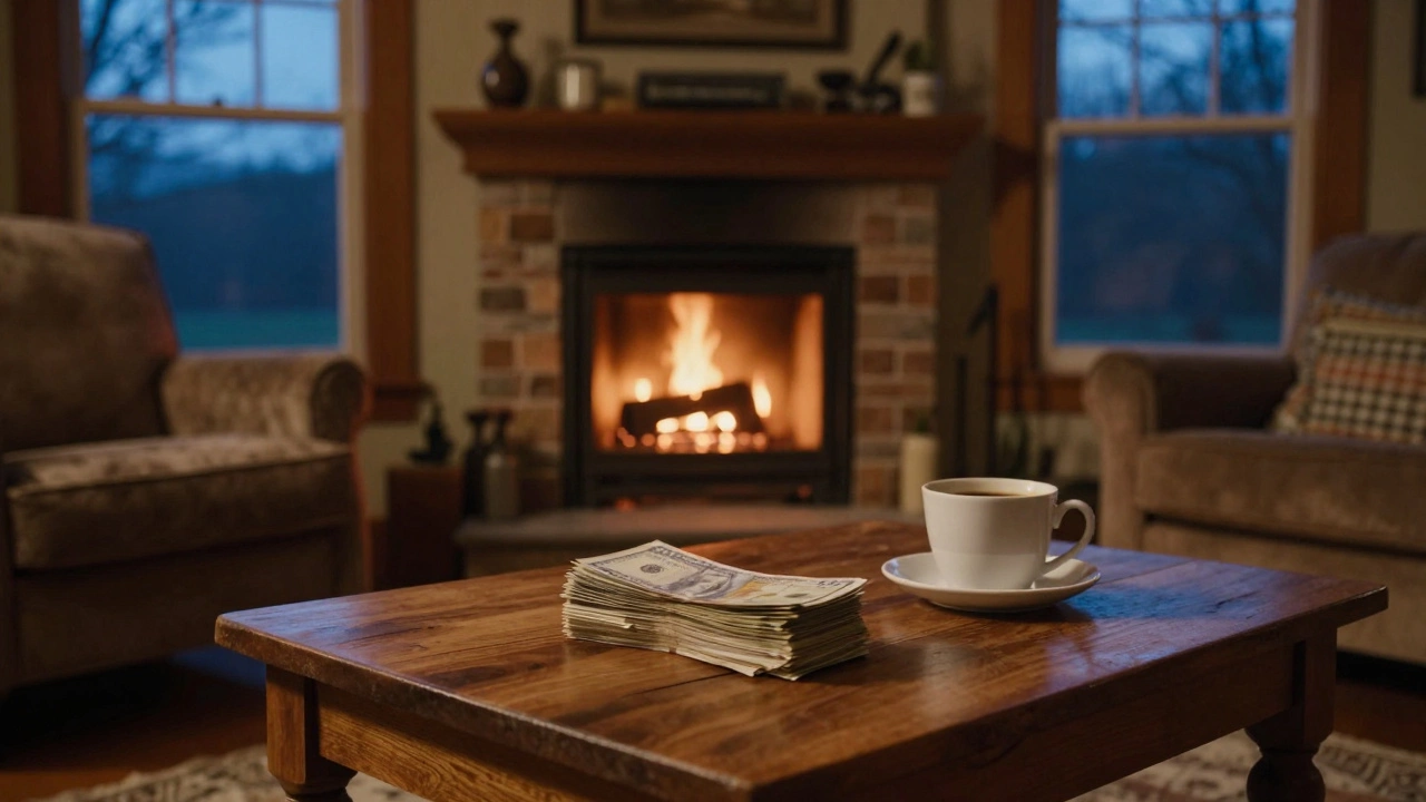Cozy living room with bills on table highlighting budget management