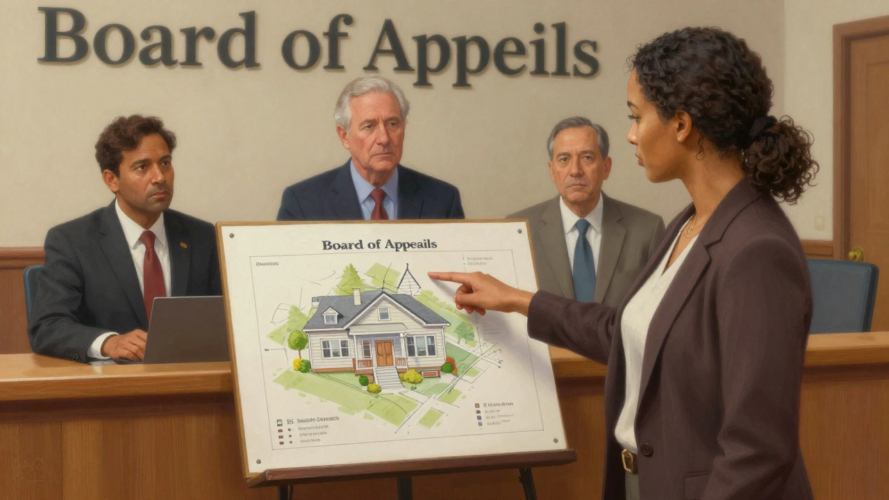 Homeowner presenting case to local appeals board