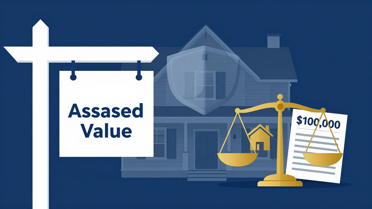 Visual metaphor of homestead exemption shielding home value