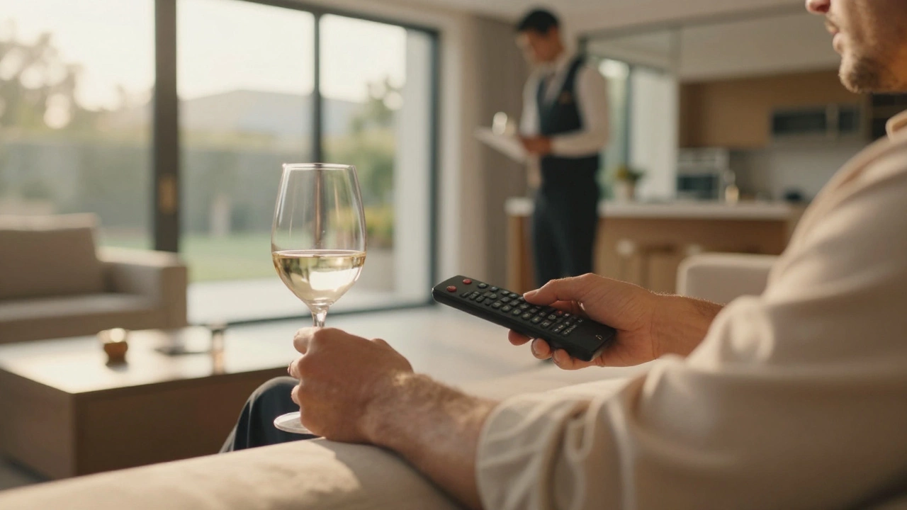 Relaxed executive enjoying hassle-free life in a rented villa