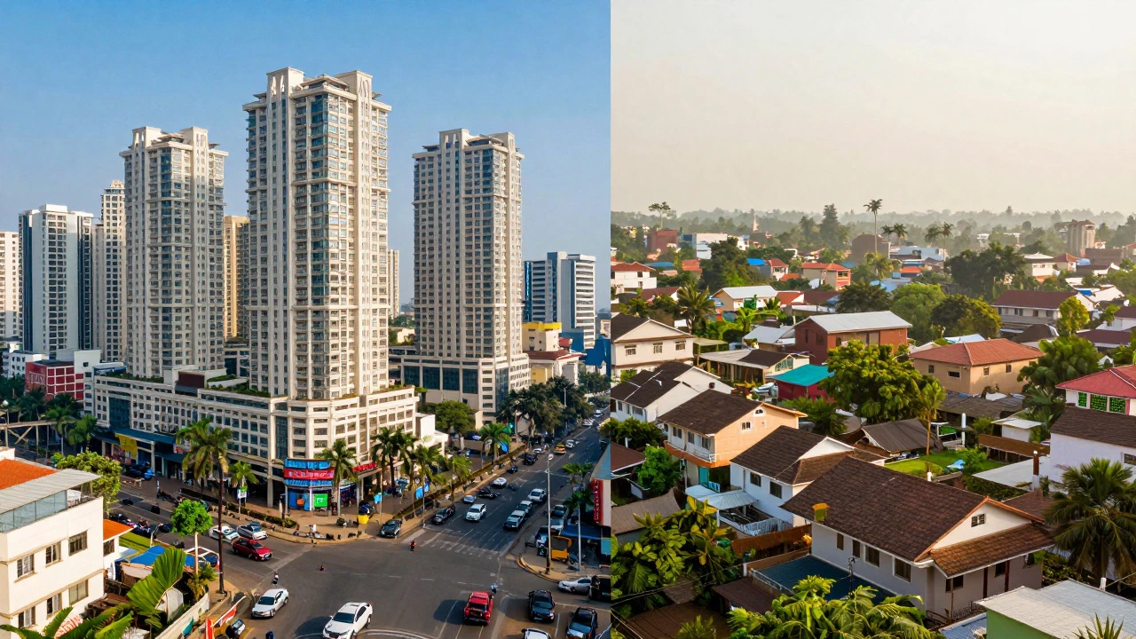 Split view of urban vs regional Indian housing