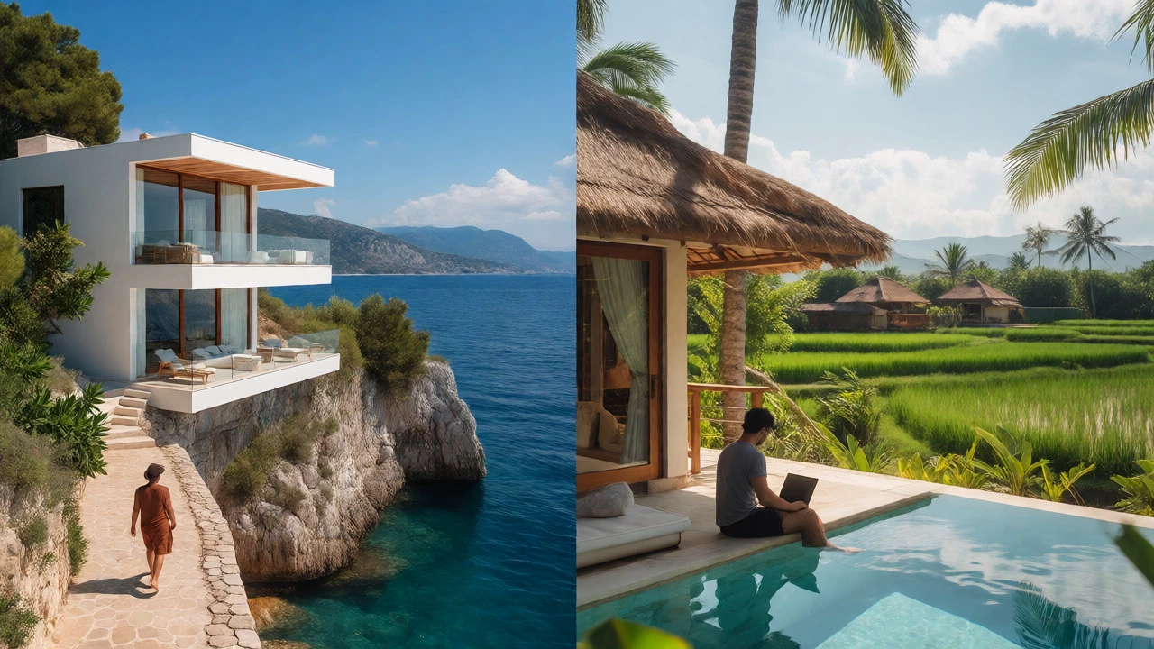 Cliffside villa in Montenegro and tropical Bali villa with digital nomad